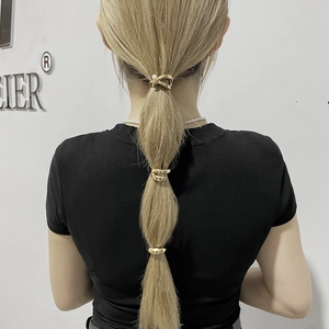 Three-piece set of gold alloy ponytail cuffs for securing and styling bubble braids