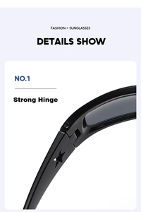 Detail of strong metal hinges and star cutout design on black sunglasses temples