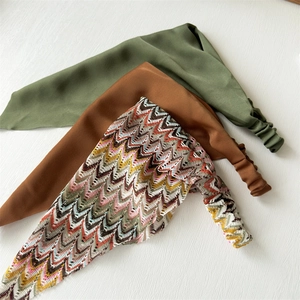 Maillard style vintage headbands in army green, brown, and colorful wave knit patterns