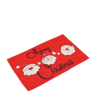 Red Christmas placemat with Santa Claus and Merry Christmas text for home dining decor