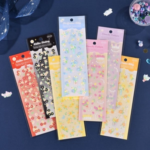 Floral Stickers Spring Field Flower Decorative Decals For Scrapbooking Journaling DIY Crafts Holographic Laser Finish