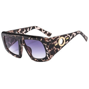 Fashionable oversized square tortoiseshell sunglasses with purple gradient lenses