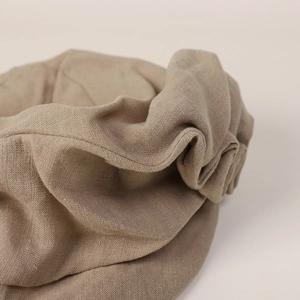Khaki breathable linen baker boy cap with natural pleats and vintage texture