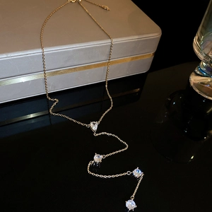 Collier En Y En Cuivre Avec Zircon Gouttelette Chaîne De Clavicule À Gland Minimaliste Délicate Bijoux Élégants Pour Femmes