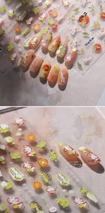 3D relief nail art stickers featuring traditional Chinese rabbit and osmanthus designs