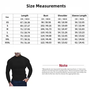 Detailed size guide table for men's long sleeve thermal T-shirt with CM and INCH measurements