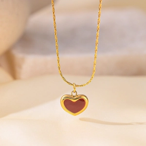 Collana Con Pendente a Cuore Vintage Orecchini Bracciale Acciaio Inossidabile Oro Rosso Bianco Smalto Cuore Gioielli Per Donna Ragazza Regalo Moda