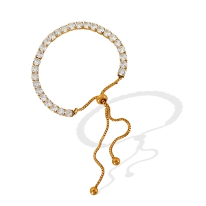Elegant adjustable gold tennis bracelet with shimmering round-cut cubic zirconia stones