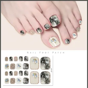 Glitter marble foot nail stickers with 22 patches for DIY summer pedicure styling