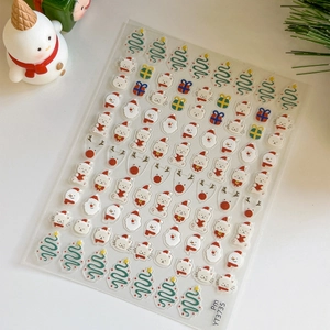 Autocollants à ongles de Noël avec Père Noël, renne et décor festif de bonhomme de neige