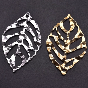 304 Stainless steel leaf pendants in gold and silver finish with hammered leaf texture
