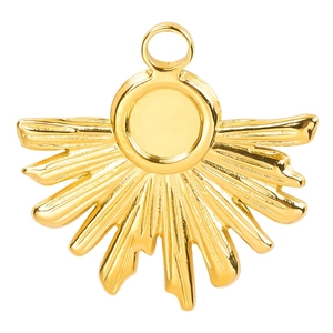 Polished 18k gold plated stainless steel sunburst pendant for DIY jewelry necklace
