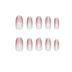 Handmade plum gradient shimmer cat-eye press-on nails for elegant DIY manicures