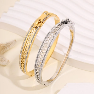 Unique titanium steel zipper bracelet with crystal accents in gold and silver finish