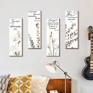 Lot de 4 plaques murales en bois avec fleurs et versets bibliques pour décoration intérieure