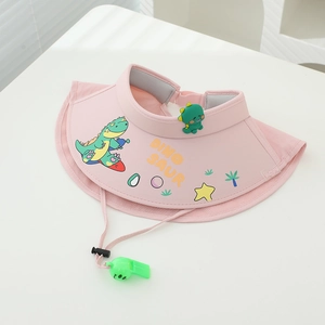 Visière de soleil rose pour enfants avec motifs dinosaures et large bord respirant
