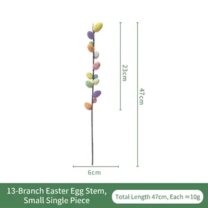 Artificial 47cm Easter egg spray with 13 colorful speckled foam eggs for home decor