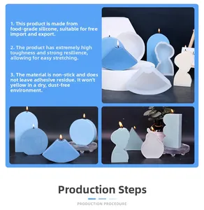 Detailed view of white silicone candle molds showing geometric and wave-like shapes