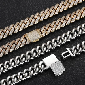 10mm S925 silver Cuban link chains in gold and silver finish with moissanite diamond buckles