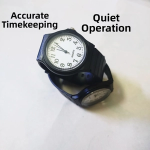 Detailed view of two silent quartz watches with black bands and clear Arabic numerals
