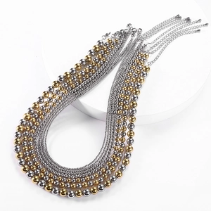 Minimalist Ball Bead Necklace Waterproof Polished Stainless Steel Round Sphere Chain Jewelry Women Classic Elegant Style