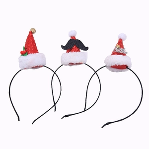 Set of 3 red Christmas sequin headbands with bells and Merry Christmas text decor