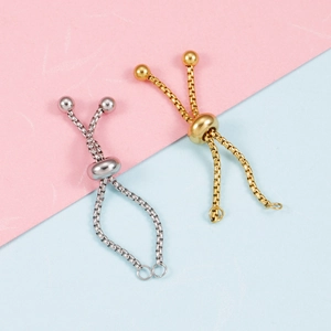 Adjustable stainless steel DIY ring chain base in gold and silver mirror finish