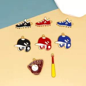 Baseball Ausrüstung Charms Emaille Legierung Anhänger Für DIY Schmuckherstellung Schlüsselbund Sportstil