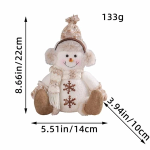 Poupée peluche bonhomme de neige de Noël tricotée marron avec dimensions incluses