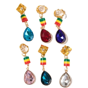 Braided hair accessories set with crystal waterdrop pendants and colorful beads