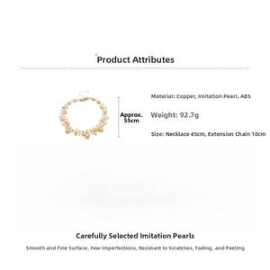 Detail specifications of French irregular pearl necklace with gold copper beads and ABS