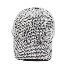 Sparkling silver rhinestone baseball hat for street fashion and stage performances