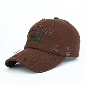 Casquette de baseball marron vintage avec broderie classique Boston 1630 délavée