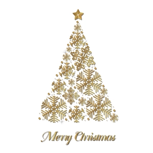 Golden snowflake Christmas tree static window sticker with Merry Christmas text decoration