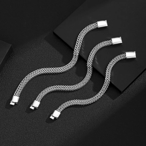 Three-layer silver Cuban scale titanium steel bracelets for men with high polished finish