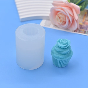 Silicone flower mold and blue rose cake candle set for DIY baking and crafts
