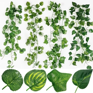 2M Artificial Ivy Rattan Hanging Greenery Garland Fake Foliage Plastic Vine For Wedding Party Garden Home Wall Decoration
