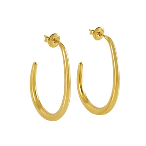 Retro U-shaped 18K gold-plated stainless steel earrings with glossy metallic finish