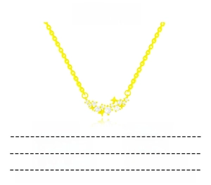 Macro shot of gold star necklace pendant with sparkling cubic zirconia on white background
