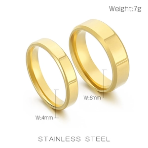 Polished stainless steel rings in 4mm and 6mm widths with weight specifications