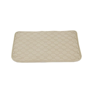 Washable quilted pet training mat in beige with waterproof highly absorbent layers