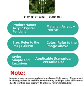 Detailed size specifications for acrylic crystal cross ornament measuring 11x10x3 cm