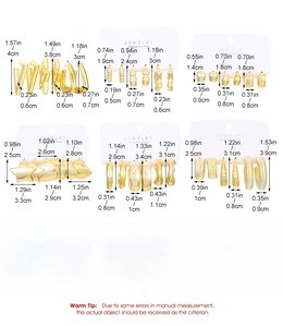 Detailed size guide and measurements for a set of chunky C-shaped hoop earrings