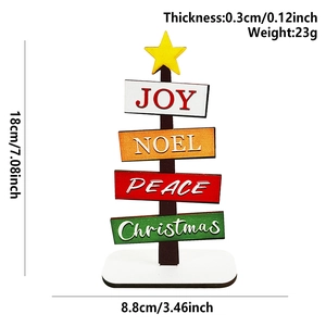 Detailed size measurement of wooden Christmas tree decoration showing height and width