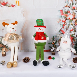 Christmas plush dolls set of Santa, Snowman and Reindeer with long sequined legs