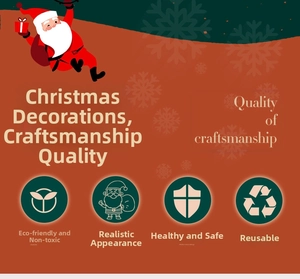 Features panel of pink Santa doll showing eco-friendly, safe, and realistic craft standards