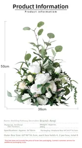 Detailed view of a 36x50cm white rose and peony wedding flower arrangement with greenery