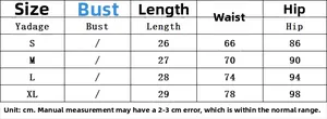 Tableau des tailles détaillé pour shorts à volants montrant taille et hanches en cm
