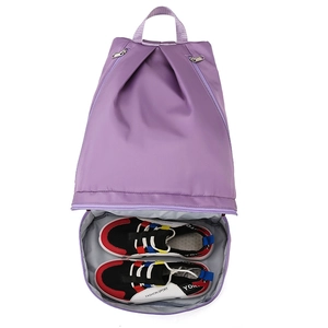 Purple Oxford fabric sports backpack with dedicated wet dry separation and shoe compartment