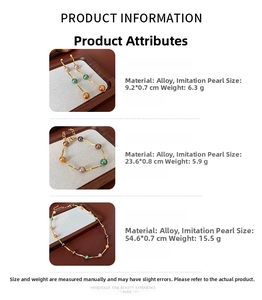 Detailed specs for wave pearl jewelry set including necklace, bracelet and earrings